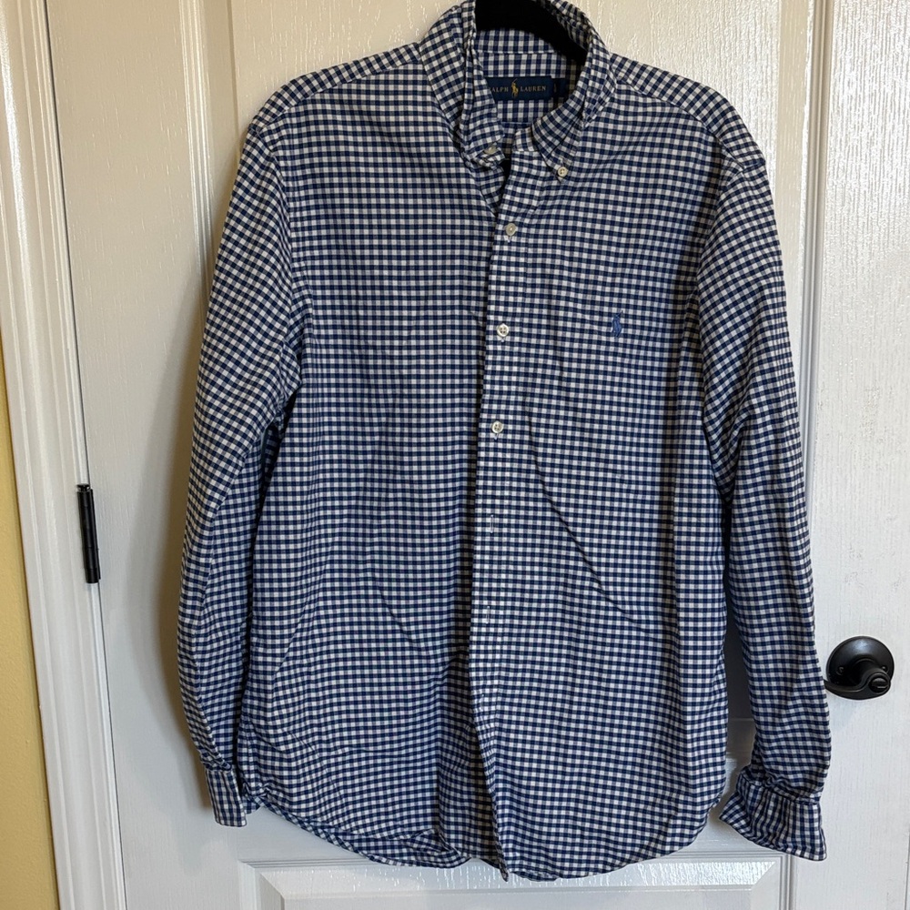 Polo Ralph Lauren Navy Checkered Button Down Shirt - Picture 2 of 4